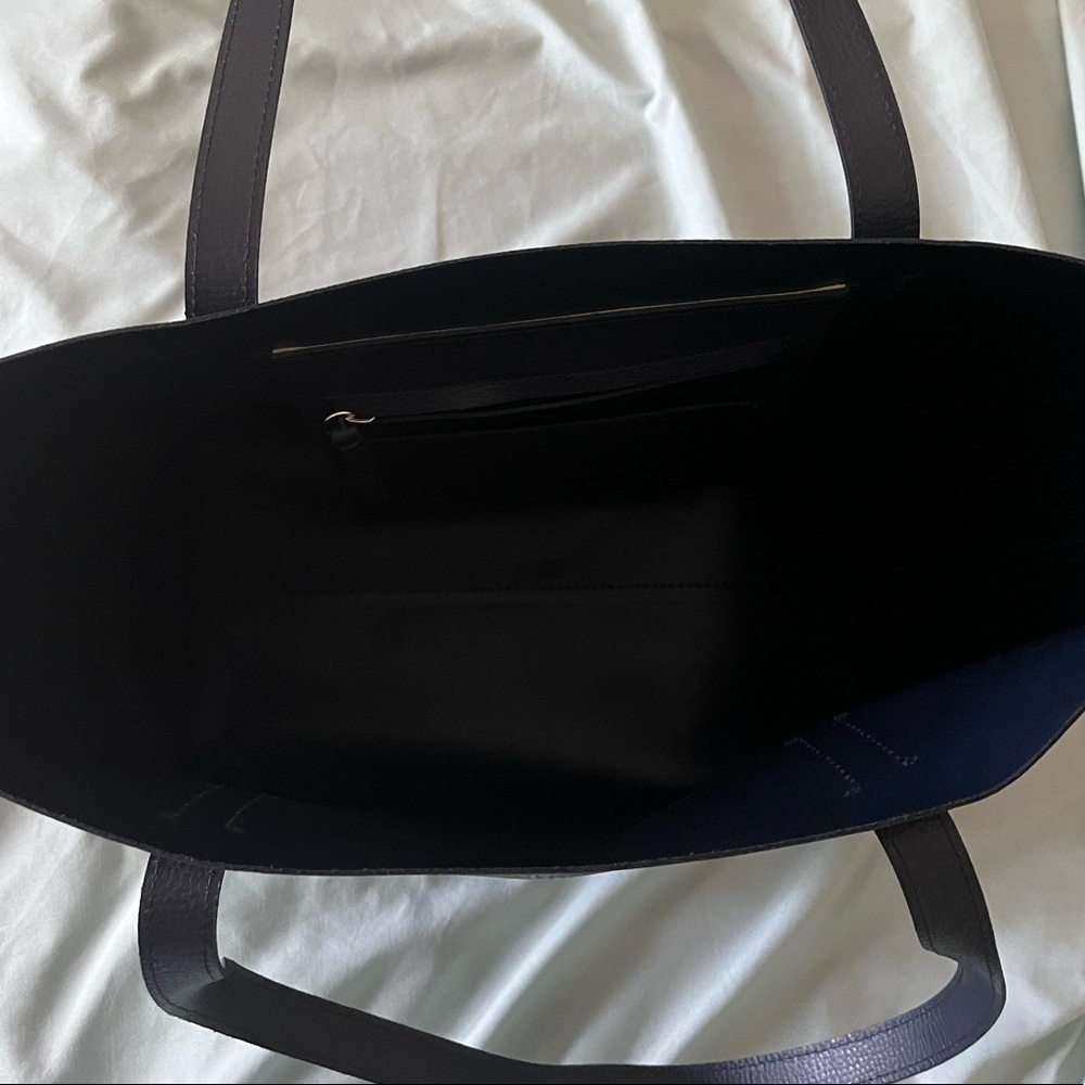 Mark & Graham Navy Blue Everyday Italian Leather Tote - Picture 3 of 4